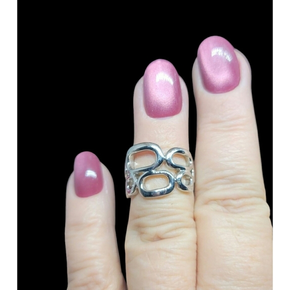 Lia Sophia Silvertoned  Openwork Ring size 6.5 - Picture 1 of 6
